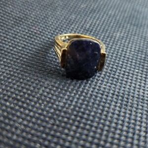Natural sapphire Ring, Blue Gemstone  14k Gold Vermeil over Sterling Silver